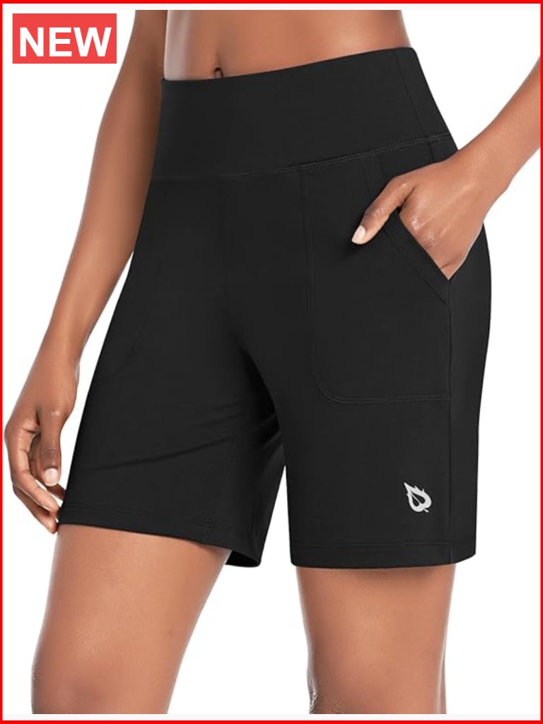 High Waisted 7'' Athletic Bermuda Shorts With 3 Pockets